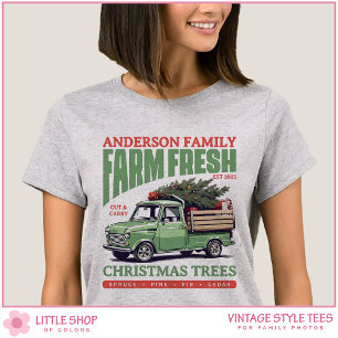 Camiseta Granja de Camiones Antiguos Árboles de Navidad Fre