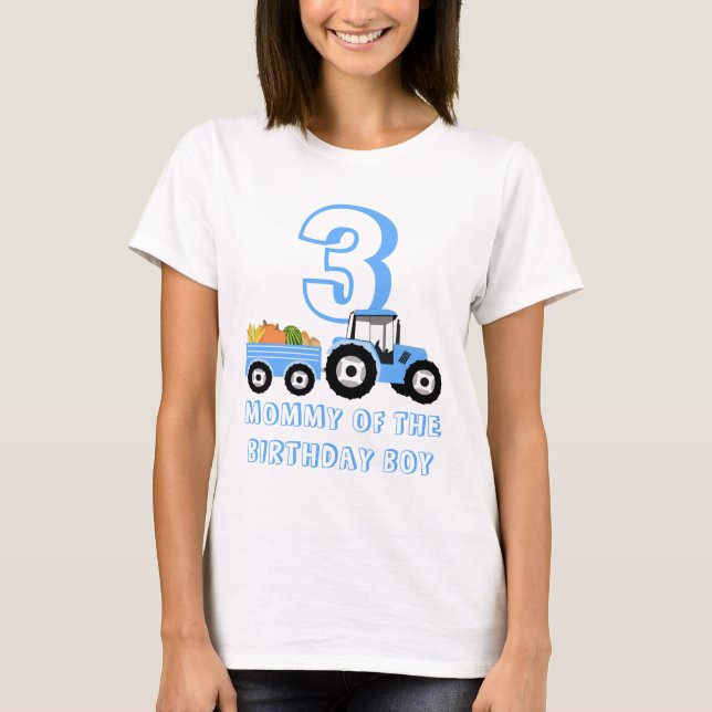 Camiseta Granja de camiones azules que producen a mamá papá (Anverso)