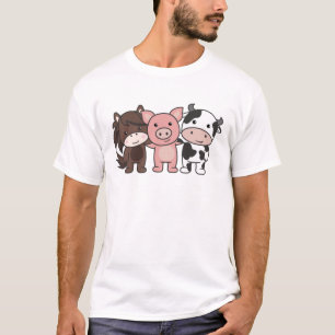 Camiseta Granja De Cerdo De Caballo De Vaca Cute Animales P