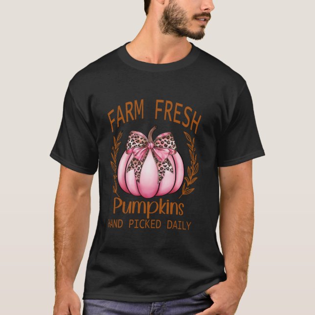 Camiseta Granja de cosecha fresca calabaza de cosecha de ca (Anverso)