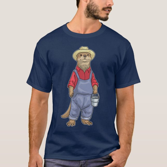 Camiseta Granja de cubos de granjero de nutria (Anverso)