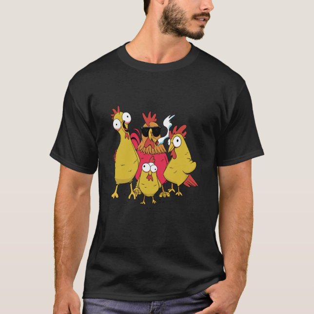 Camiseta granja de gallinas gallo (Anverso)