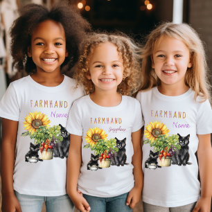 Camiseta Granja de Gatos y Verduras Ayudante de Campo Niños