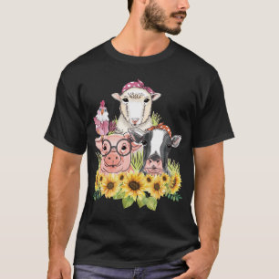 Camiseta Granja de girasol Animales de pollo Oveja de vaca 