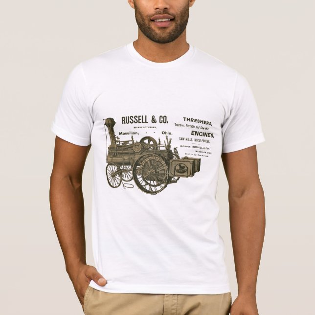 Camiseta Granja de motores de tracción de vapor Russell y C (Anverso)