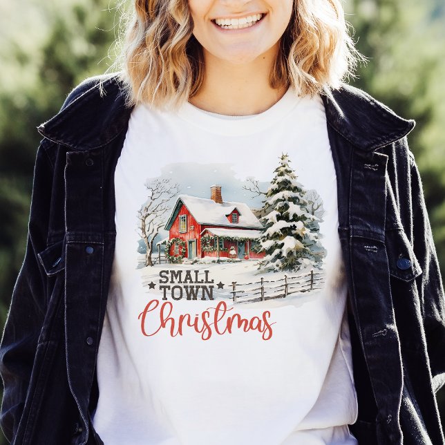 Camiseta Granja de pequeños Navidades de pueblo rústico (Subido por el creador)