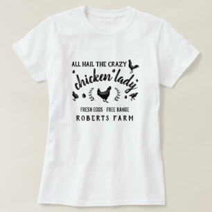 Camiseta Granja de Personalizado de pastoreo loca Lady Hen 