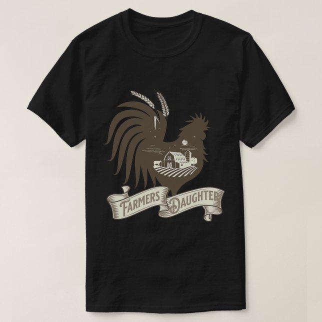Camiseta Granja de pollo con granero y pasto (Diseño del anverso)