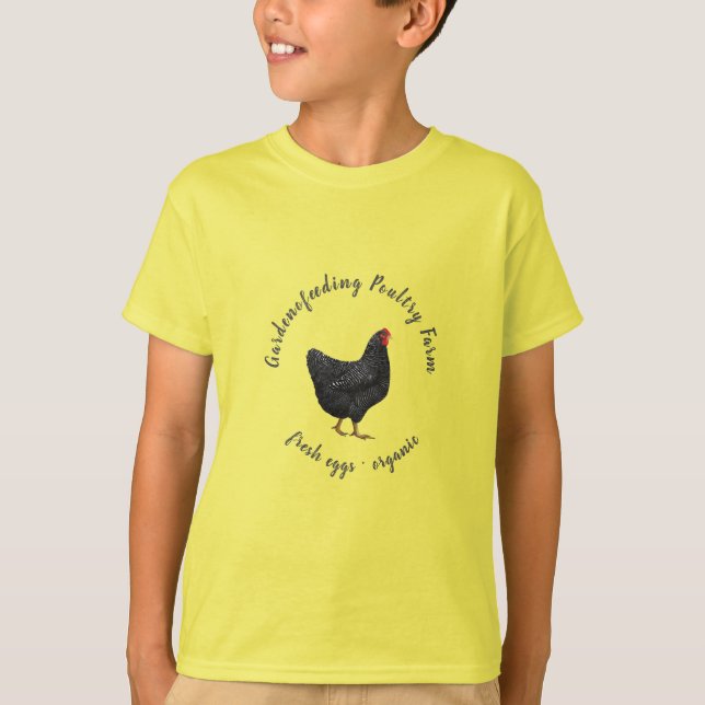 Camiseta granja de pollo negro amarillo T-Shirt (Anverso)