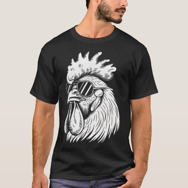Camiseta Granja de Pollos Divertidos con Gafas de Sol Avicu (Anverso)