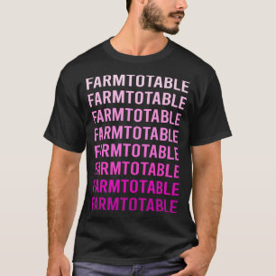 Camiseta Granja de texto rosa a tabla