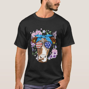 Camiseta Granja de vaca hipster floral Usa agrícola