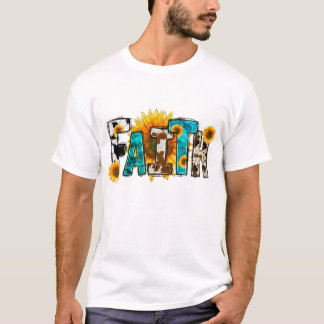 Camiseta Granja de vaca occidental de girasol cristiano Jes