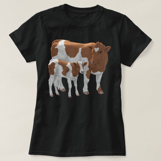 Camiseta Granja de vacas y ganadería de ternera marrón y bl (Diseño del anverso)