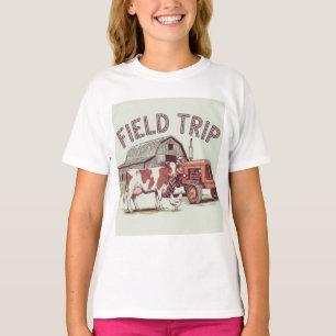 Camiseta Granja de viajes de campo Vaca, tractor y graner