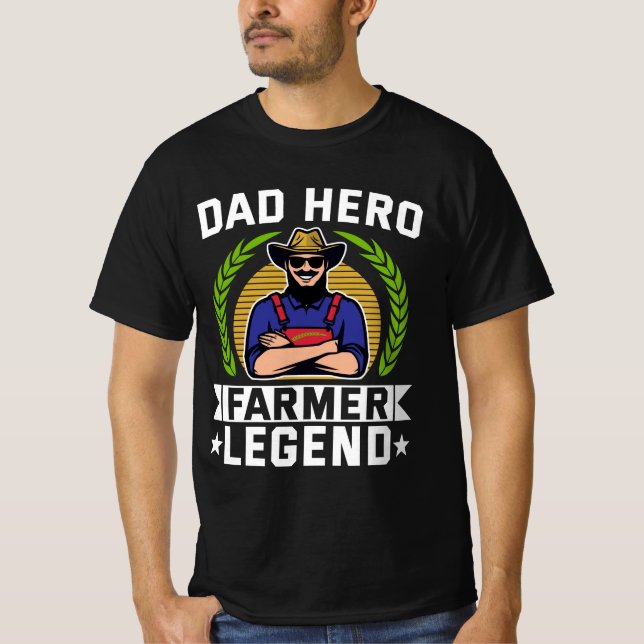 Camiseta Granja del Día del Padre, leyenda de granjero héro (Anverso)