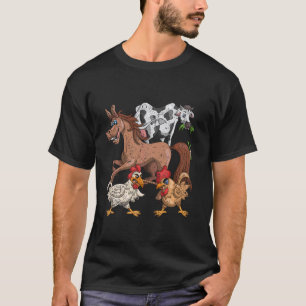 Camiseta Granja Divertida Granjero Animal Vaca Caballo Poll