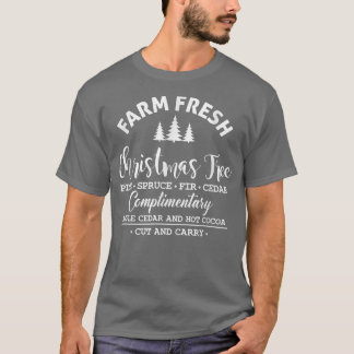 Camiseta Granja Fresca Árbol de Navidad Pino Retro Gráfico