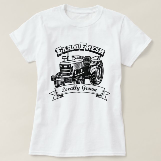 Camiseta Granja fresca cultivada localmente (Diseño del anverso)