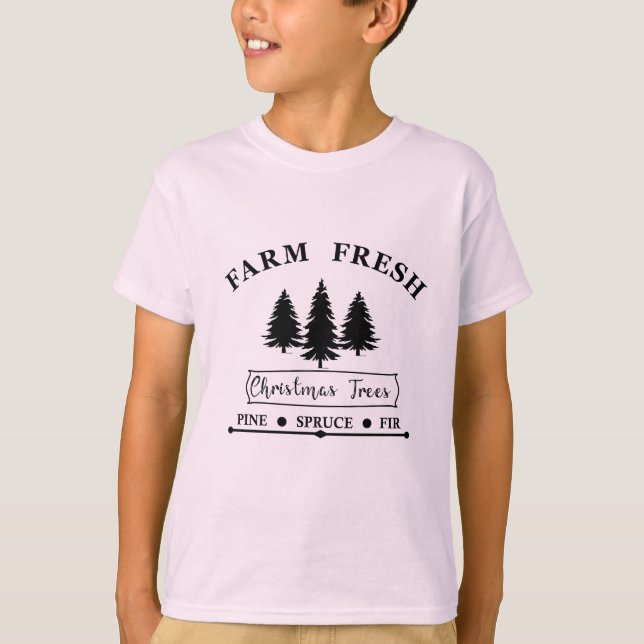 Camiseta Granja fresca de árboles de Navidad (Anverso)