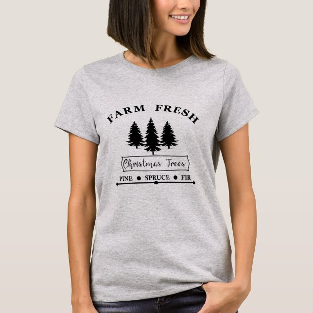 Camiseta Granja fresca de árboles de Navidad (Anverso)