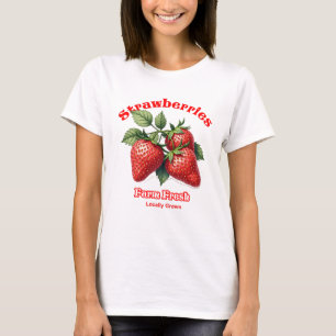 Camiseta Granja Fresca Fresas Fresas Tee Orgánico