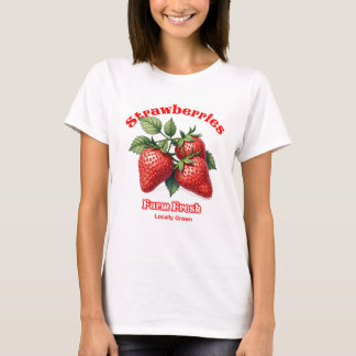 Camiseta Granja Fresca Fresas Fresas Tee Orgánico