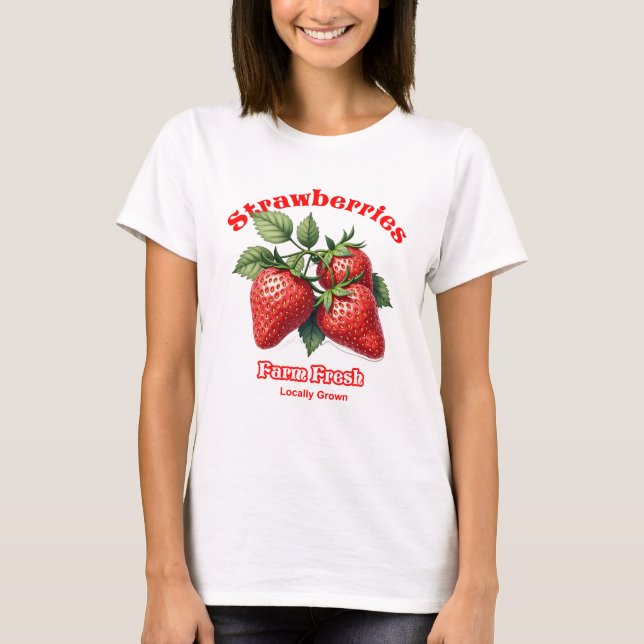 Camiseta Granja Fresca Fresas Fresas Tee Orgánico (Anverso)
