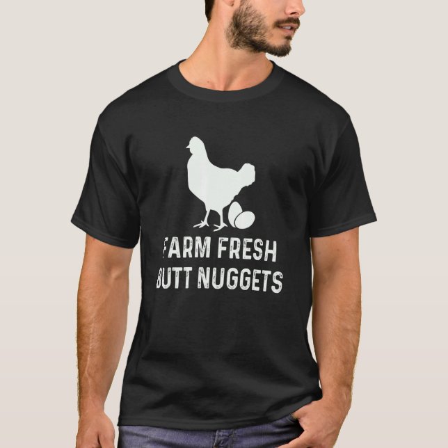 Camiseta Granja Fresca, Nuggets de culto, Granjero de pollo (Anverso)