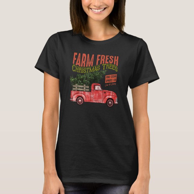 Camiseta Granja Fresco Árboles de Navidad Camión Rojo Fami (Anverso)