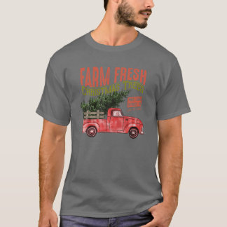Camiseta Granja Fresco Árboles de Navidad Camión Rojo Fami