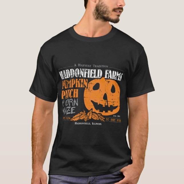Camiseta Granja Haddonfield Parche de Calabazas (Anverso)