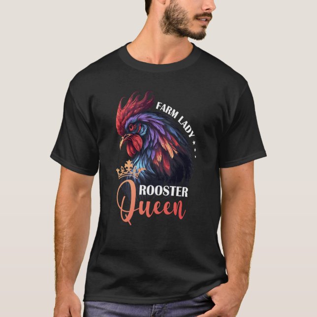 Camiseta Granja Lady Rooster Reina agricultor de pollo (Anverso)