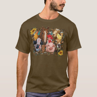 Camiseta Granja occidental de animales de vaca Pollos de po