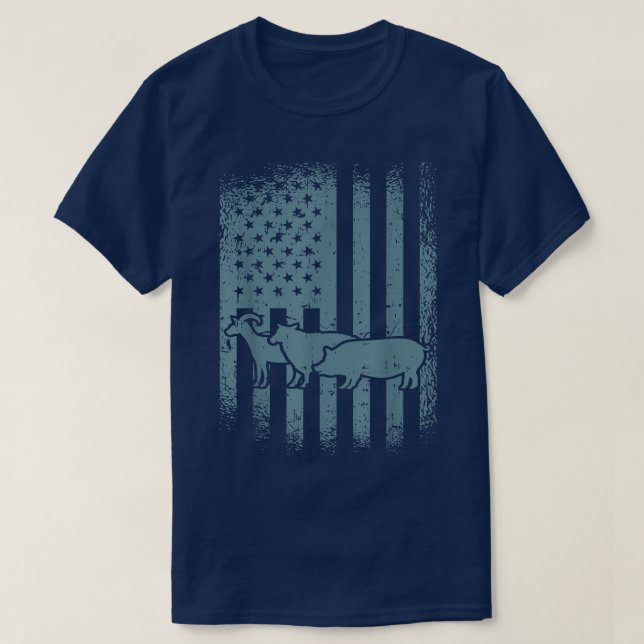 Camiseta Granja Patriótica Animal Bandera Americana Vaca Ce (Diseño del anverso)