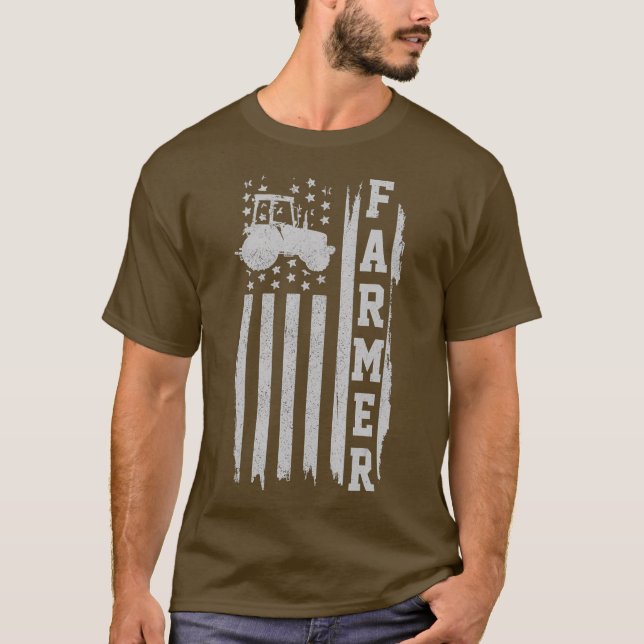 Camiseta Granja Patriótica de Tractor de Bandera Estadounid (Anverso)