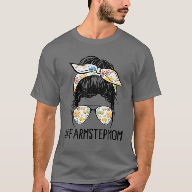 Camiseta Granja Stepmom Life Messy Bun Hair Glasses de Madr (Anverso)