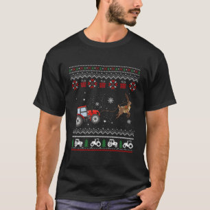Camiseta Granja Tractor Reindeer Diversión Navidades feos W