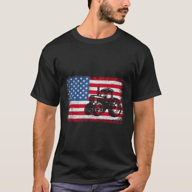 Camiseta Granja Tractores Eeuu Bandera Granja Patriótica (Anverso)