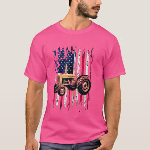 Camiseta Granja Tractores Estados Unidos Bandera Patriótica