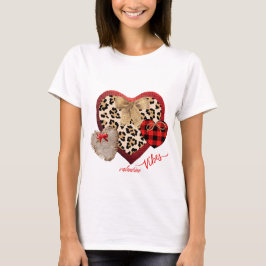 Camiseta Granja Valentine Hearts Plaid Cheetah Burlap