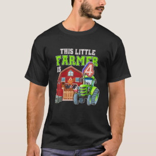 Camiseta Granja verde de 4 años Tractor de cumpleaños Farme