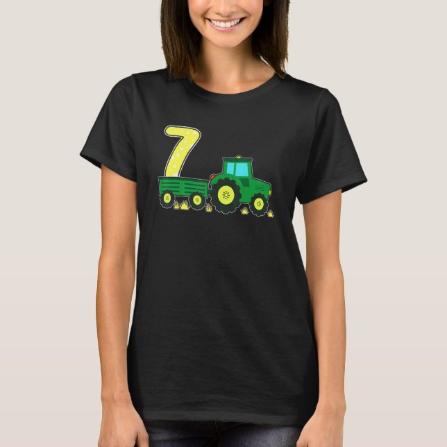 Camiseta Granja verde de 7 años Tractor de cumpleaños Farme (Anverso)