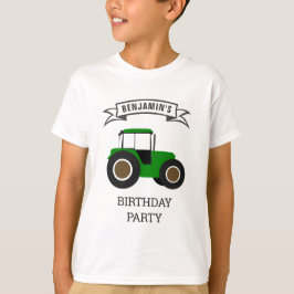 Camiseta Granja Verde Tractor Cumpleaños de Niños Fiesta