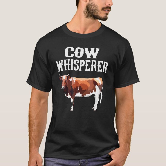 Camiseta Granja Wisperer de vaca blanca marrón (Anverso)