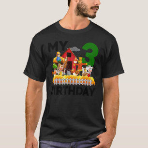 Camiseta Granjero 3er cumpleaños Granja de caballos de vaca