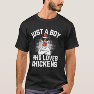 Camiseta Granjero Amante de los Pollos Solo un Chico que Am