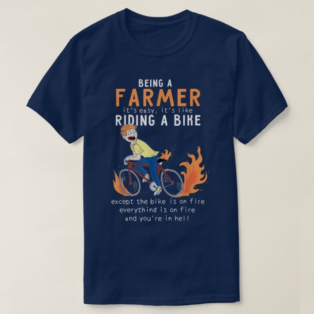 Camiseta Granjero Como Montar En Bicicleta Gracioso (Diseño del anverso)