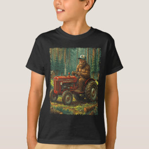 Camiseta Granjero de Bigfoot conduciendo tractor Cool Farm 