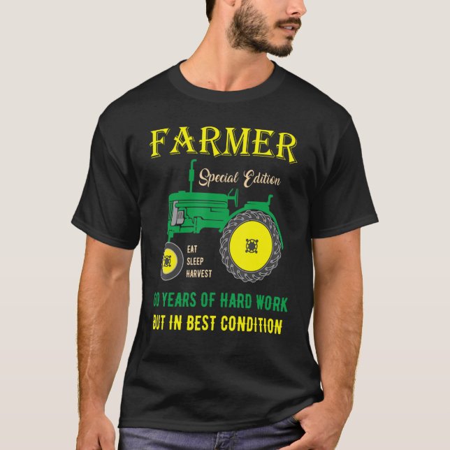 Camiseta Granjero de cumpleaños número 60, trabajo duro, pe (Anverso)